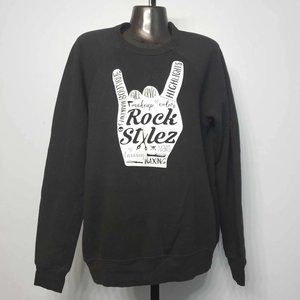 Bella + Canvas Black Peace Fingers Hairstylist Graphic Print Sweatshirt |Size: M